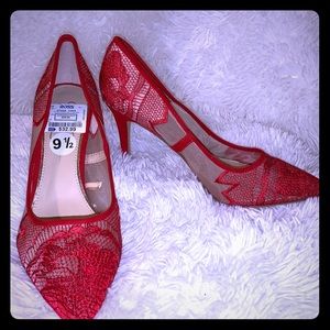 Jessica Simpson-red lace illusion heels